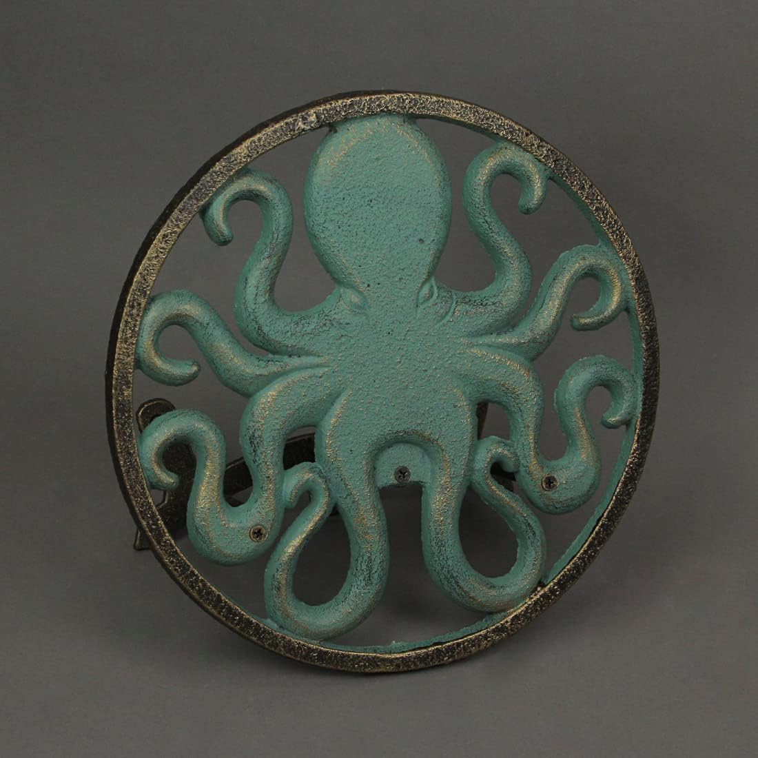 Octopus Garden Hose Holder, 12 Inch Bronze Cast Iron Wall Mount