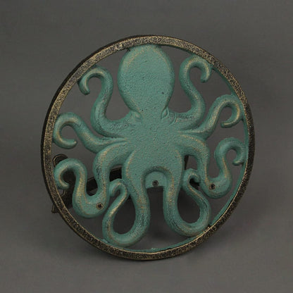 Octopus Garden Hose Holder, 12 Inch Bronze Cast Iron Wall Mount