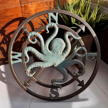 Octopus Garden Hose Holder, 12 Inch Bronze Cast Iron Wall Mount