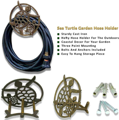 Octopus Garden Hose Holder, 12 Inch Bronze Cast Iron Wall Mount
