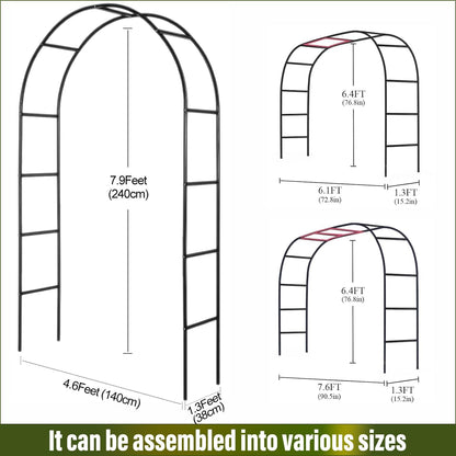 Metal Pergola Arbor 7'6"W x 6'5"H/4'6"W x 7'10"H,Assemble Freely 2 Sizes