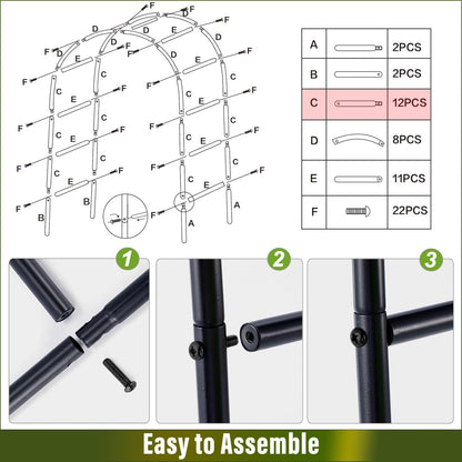 Metal Pergola Arbor 7'6"W x 6'5"H/4'6"W x 7'10"H,Assemble Freely 2 Sizes