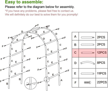 Metal Pergola Arbor 7'6"W x 6'5"H/4'6"W x 7'10"H,Assemble Freely 2 Sizes