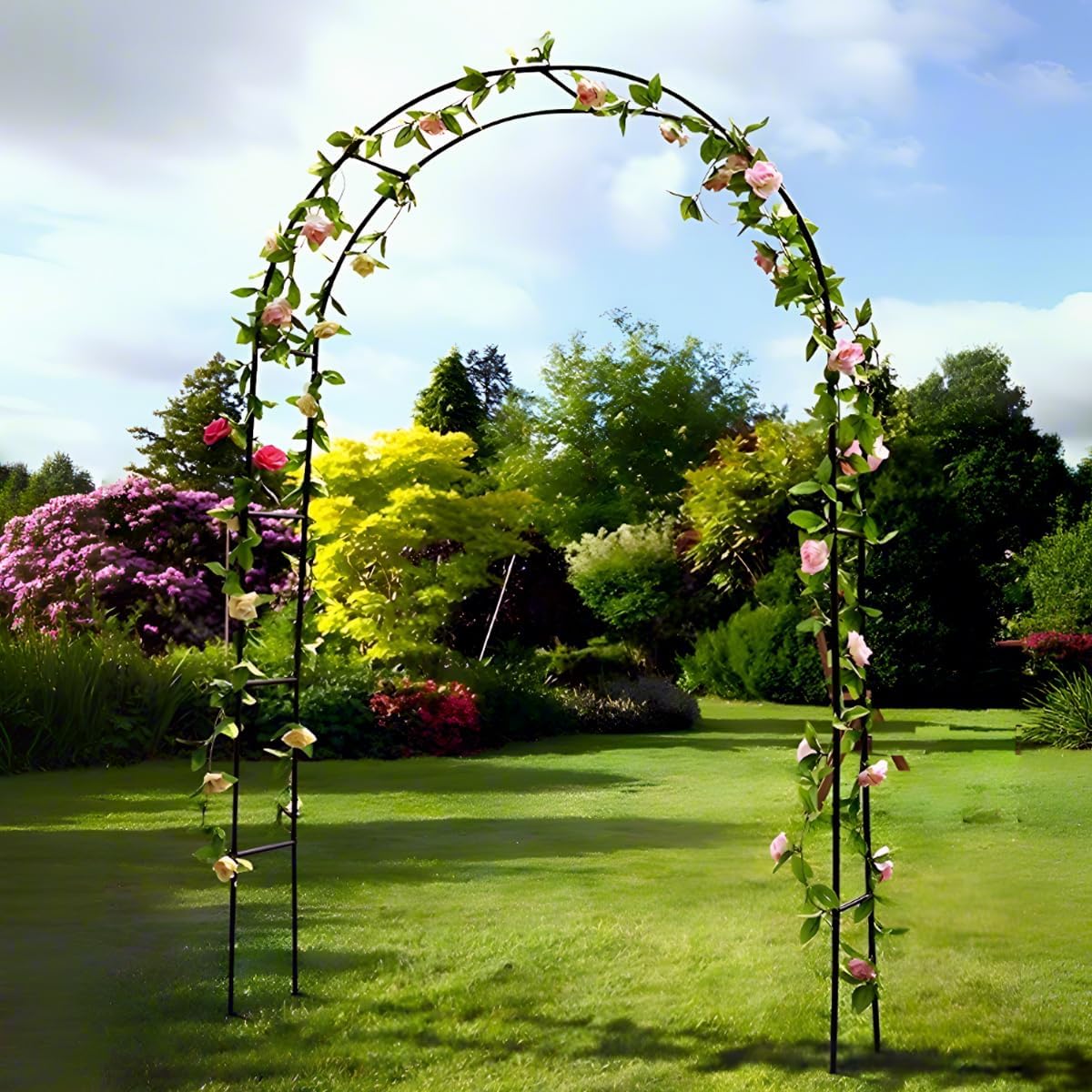 Metal Pergola Arbor 7'6"W x 6'5"H/4'6"W x 7'10"H,Assemble Freely 2 Sizes