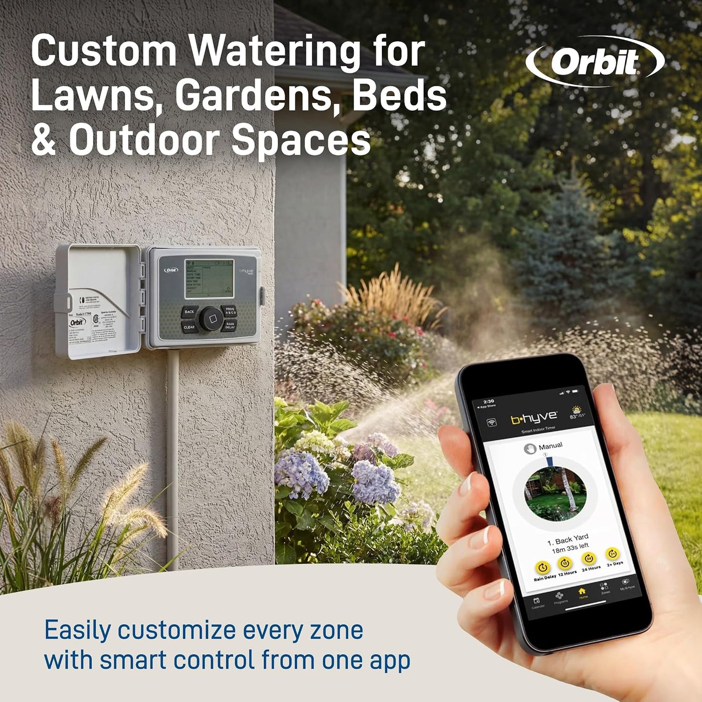 B-hyve Smart Indoor/Outdoor Sprinkler Controller - 12-Zone - App Controlled Smart Controller with Custom Irrigation Schedules - Weatherproof Multi-Zone Sprinkler System - 57950