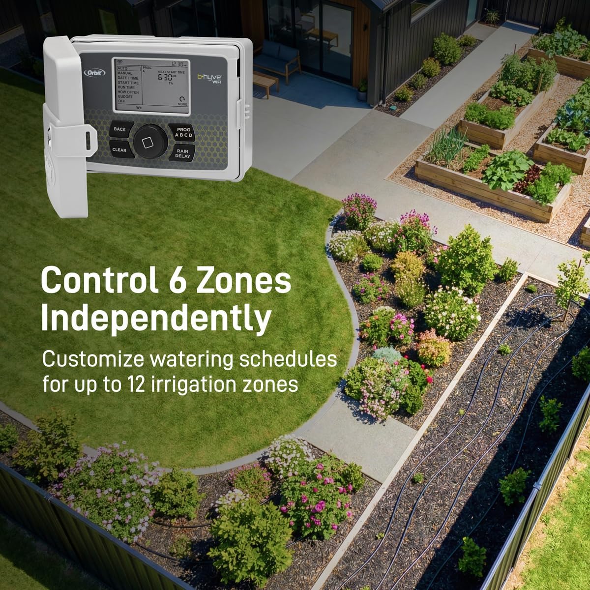 B-hyve Smart Indoor/Outdoor Sprinkler Controller - 12-Zone - App Controlled Smart Controller with Custom Irrigation Schedules - Weatherproof Multi-Zone Sprinkler System - 57950