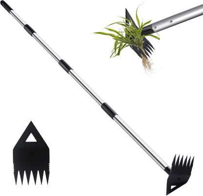 Weed Puller Tool with Long Handle, Hoe Garden Tool & Weed Rake for Weeding