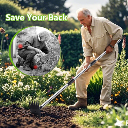 Weed Puller Tool with Long Handle, Hoe Garden Tool & Weed Rake for Weeding