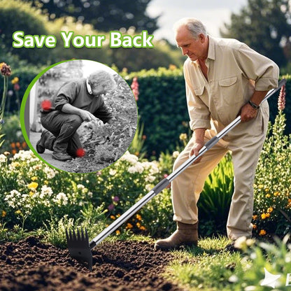 Weed Puller Tool with Long Handle, Hoe Garden Tool & Weed Rake for Weeding