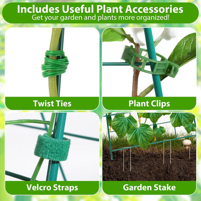 2 Pack Cucumber Trellis for Raised Garden Bed, Outdoor Sturdy Metal A-Frame Cucumber Trellis Support for Climbing Plants Vegetables with Accessories, Easy Installation & Easy Harvesting