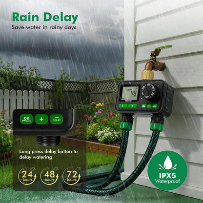 2-Zone Programmable Sprinkler Timer for Outdoor Hose Faucet