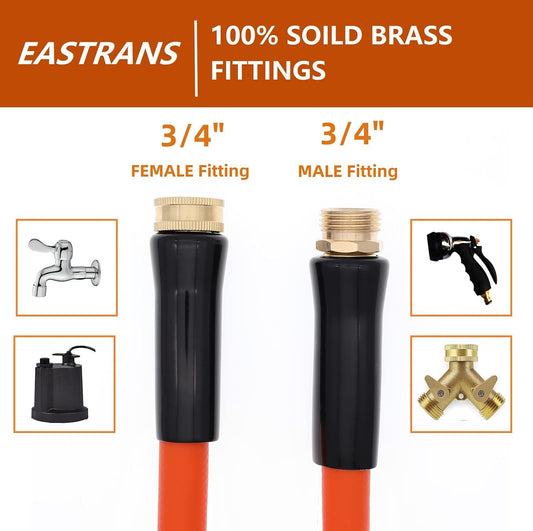 3ft x 5/8" Orange Garden Hose with 3/4" Male to Female Fittings