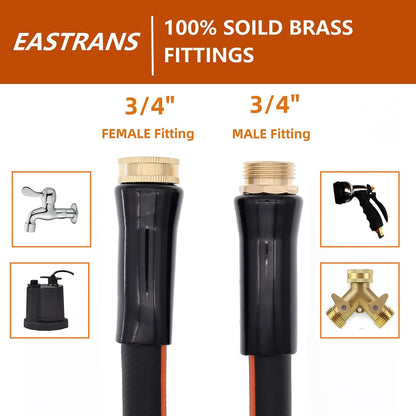 3ft x 5/8" Orange Garden Hose with 3/4" Male to Female Fittings