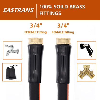 3ft x 5/8" Orange Garden Hose with 3/4" Male to Female Fittings