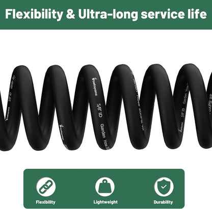 Beitopamz Short Garden Hose 5 ft x 5/8 in Male to Female Heavy Duty Small Water Hose Extender Connector, Lightweight Rubber Hybrid Leader Hose, Leak-Free Connections, 3/4'' Brass Fittings, Black