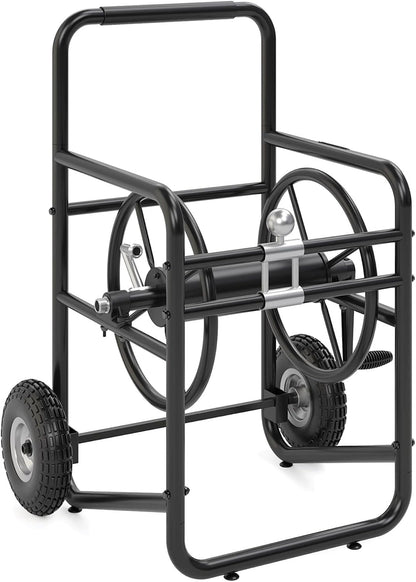 200' Pro Hose Reel Cart with Flat-Free Rubber Tires, Outdoor Weather-Resistant Steel Garden Hose Reel Cart, 200' of 5/8" Hose Capacity, Made in the USA