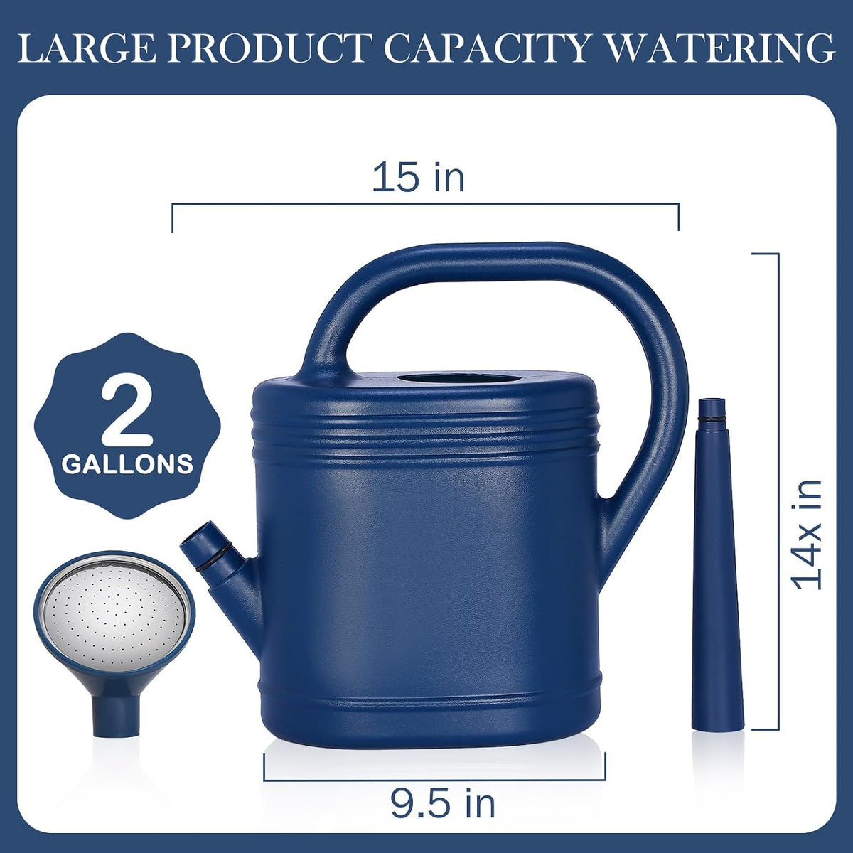 1 Gallon Watering Can for Indoor Plants, Garden Watering Cans for Outdoor Plant House Flower, Modern Plant Watering Can Large Long Spout with Sprinkler Head