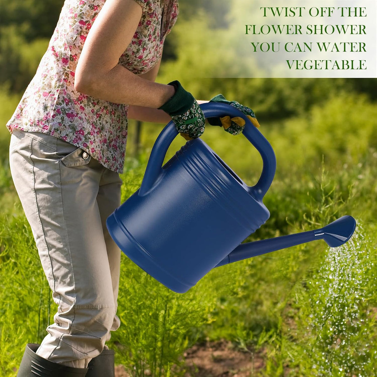 1 Gallon Watering Can for Indoor Plants, Garden Watering Cans for Outdoor Plant House Flower, Modern Plant Watering Can Large Long Spout with Sprinkler Head