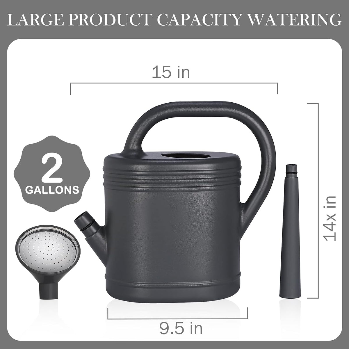 1 Gallon Watering Can for Indoor Plants, Garden Watering Cans for Outdoor Plant House Flower, Modern Plant Watering Can Large Long Spout with Sprinkler Head