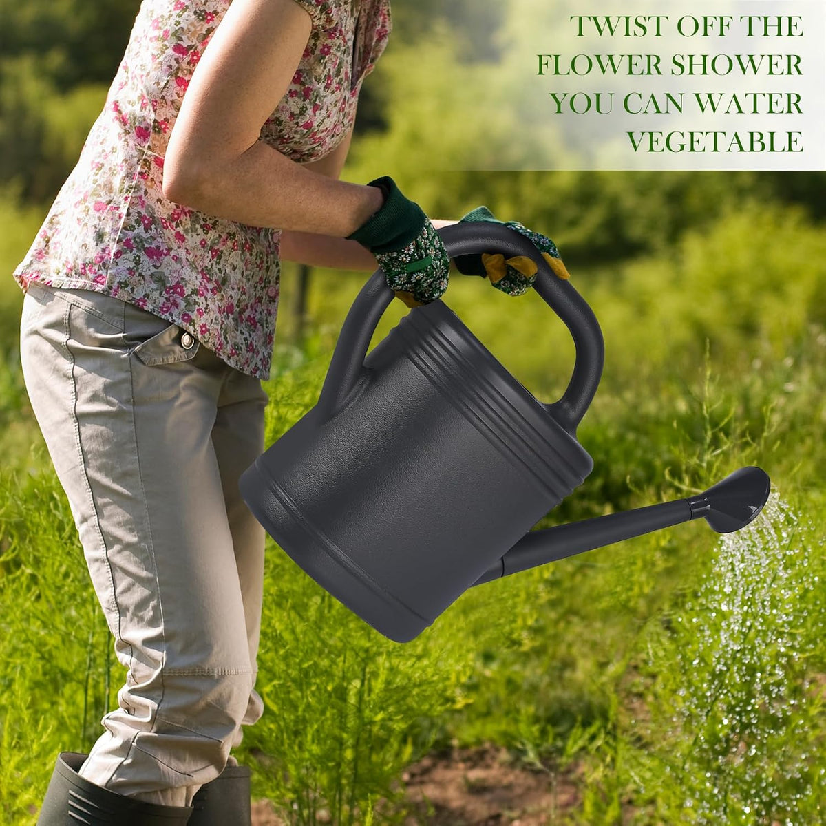 1 Gallon Watering Can for Indoor Plants, Garden Watering Cans for Outdoor Plant House Flower, Modern Plant Watering Can Large Long Spout with Sprinkler Head