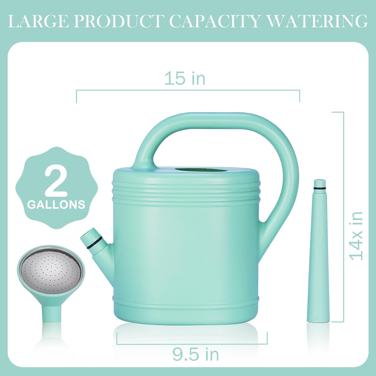 1 Gallon Watering Can for Indoor Plants, Garden Watering Cans for Outdoor Plant House Flower, Modern Plant Watering Can Large Long Spout with Sprinkler Head