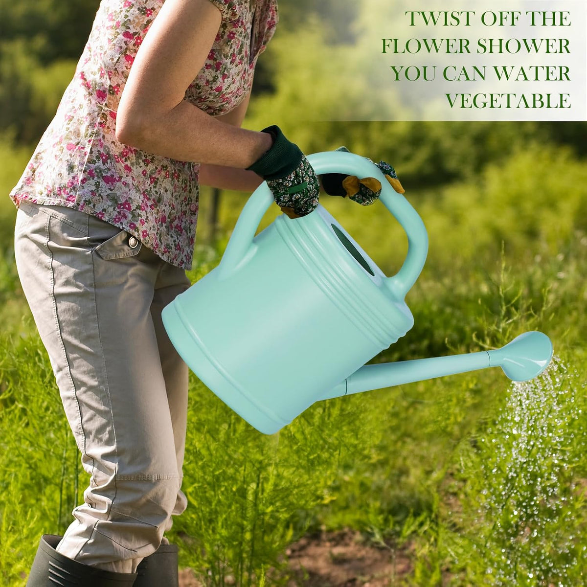 1 Gallon Watering Can for Indoor Plants, Garden Watering Cans for Outdoor Plant House Flower, Modern Plant Watering Can Large Long Spout with Sprinkler Head