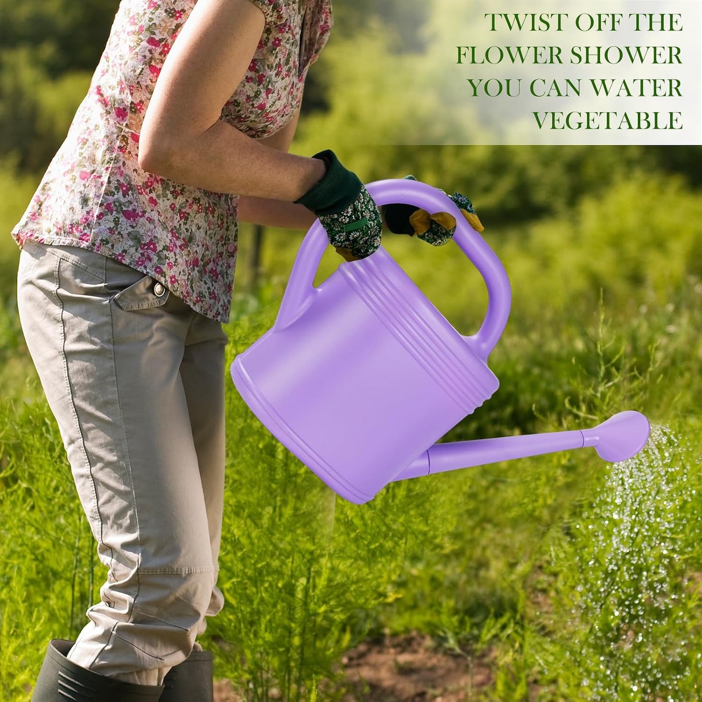 1 Gallon Watering Can for Indoor Plants, Garden Watering Cans for Outdoor Plant House Flower, Modern Plant Watering Can Large Long Spout with Sprinkler Head