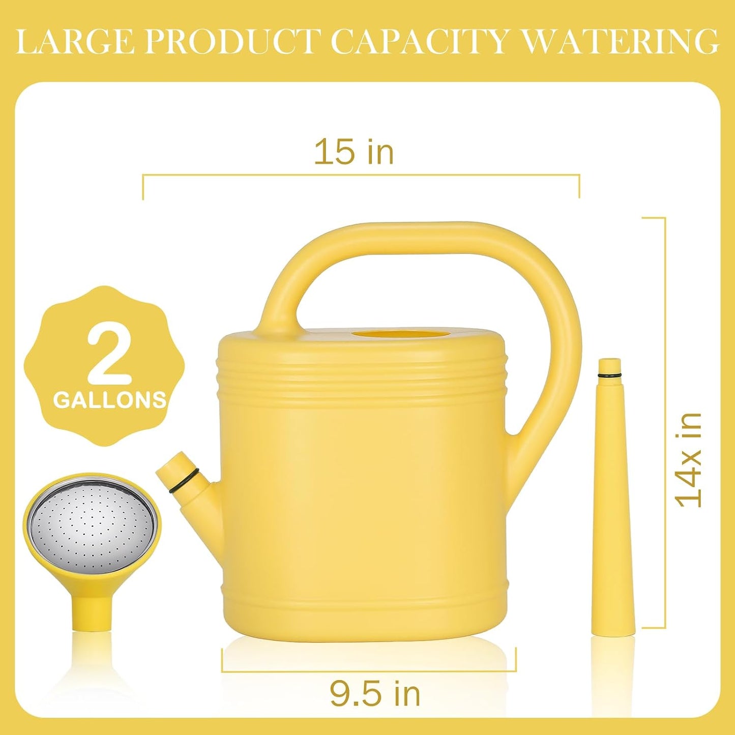 1 Gallon Watering Can for Indoor Plants, Garden Watering Cans for Outdoor Plant House Flower, Modern Plant Watering Can Large Long Spout with Sprinkler Head