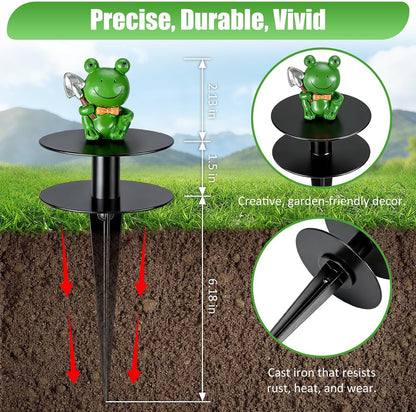 6 Pcs Frog Garden Hose Guide Stakes, 8.7" Heavy Duty Cast Iron Hose Guide for Garden, Metal Water Hose Guide, Rustproof Decorative Hose Guides for Outside Flower Beds, Lawn & Plant Protection