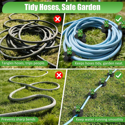 6 Pcs Frog Garden Hose Guide Stakes, 8.7" Heavy Duty Cast Iron Hose Guide for Garden, Metal Water Hose Guide, Rustproof Decorative Hose Guides for Outside Flower Beds, Lawn & Plant Protection