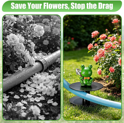 6 Pcs Frog Garden Hose Guide Stakes, 8.7" Heavy Duty Cast Iron Hose Guide for Garden, Metal Water Hose Guide, Rustproof Decorative Hose Guides for Outside Flower Beds, Lawn & Plant Protection
