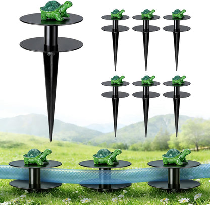 6 Pcs Frog Garden Hose Guide Stakes, 8.7" Heavy Duty Cast Iron Hose Guide for Garden, Metal Water Hose Guide, Rustproof Decorative Hose Guides for Outside Flower Beds, Lawn & Plant Protection