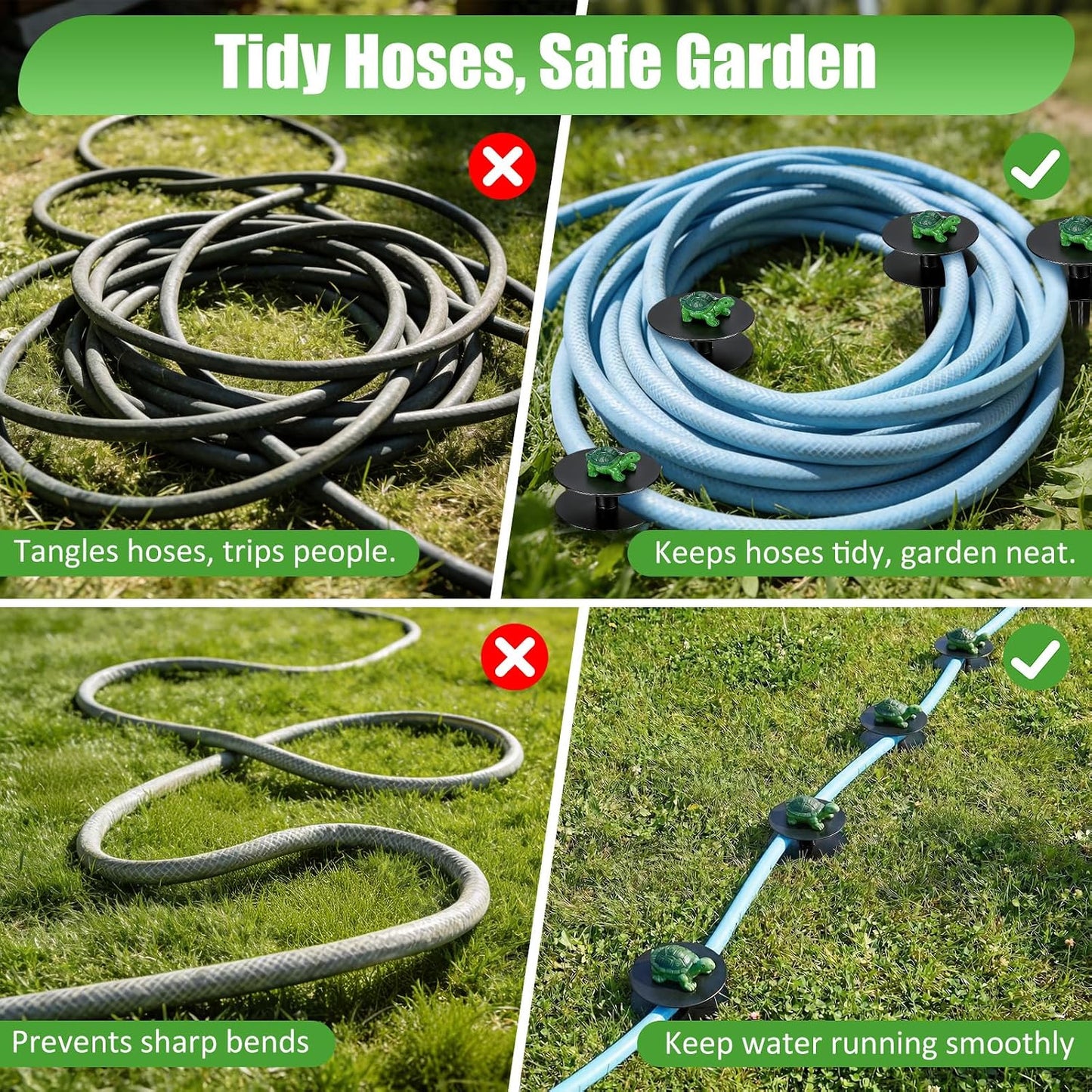 6 Pcs Frog Garden Hose Guide Stakes, 8.7" Heavy Duty Cast Iron Hose Guide for Garden, Metal Water Hose Guide, Rustproof Decorative Hose Guides for Outside Flower Beds, Lawn & Plant Protection