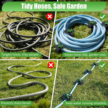 6 Pcs Frog Garden Hose Guide Stakes, 8.7" Heavy Duty Cast Iron Hose Guide for Garden, Metal Water Hose Guide, Rustproof Decorative Hose Guides for Outside Flower Beds, Lawn & Plant Protection