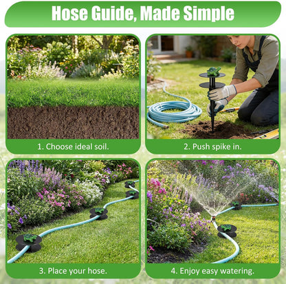6 Pcs Frog Garden Hose Guide Stakes, 8.7" Heavy Duty Cast Iron Hose Guide for Garden, Metal Water Hose Guide, Rustproof Decorative Hose Guides for Outside Flower Beds, Lawn & Plant Protection