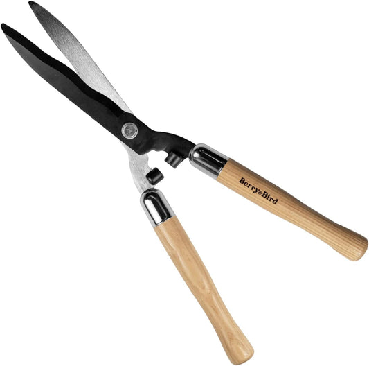 Garden Hedge Shears,19.88''Heavy Duty Pruning Shear for Trimming Borders and Bushes, Manual Hedge Clippers with Wooden Handles & Carbon Steel Sharp Blades Gardening Scissors