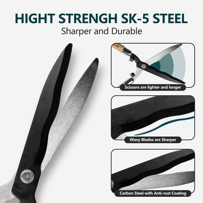 Garden Hedge Shears,19.88''Heavy Duty Pruning Shear for Trimming Borders and Bushes, Manual Hedge Clippers with Wooden Handles & Carbon Steel Sharp Blades Gardening Scissors