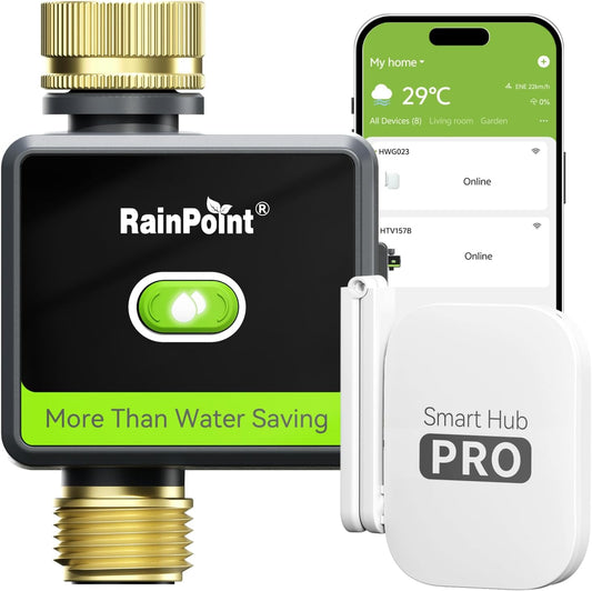 WiFi Water Hose Timer with Brass Inlet&Outlet, Smart Sprinkler Timer for Watering with Gateway, WiFi Watering System for Garden, Automatic Irrigation System for Lawns and Yard