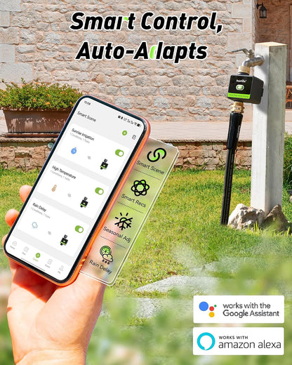 WiFi Water Hose Timer with Brass Inlet&Outlet, Smart Sprinkler Timer for Watering with Gateway, WiFi Watering System for Garden, Automatic Irrigation System for Lawns and Yard