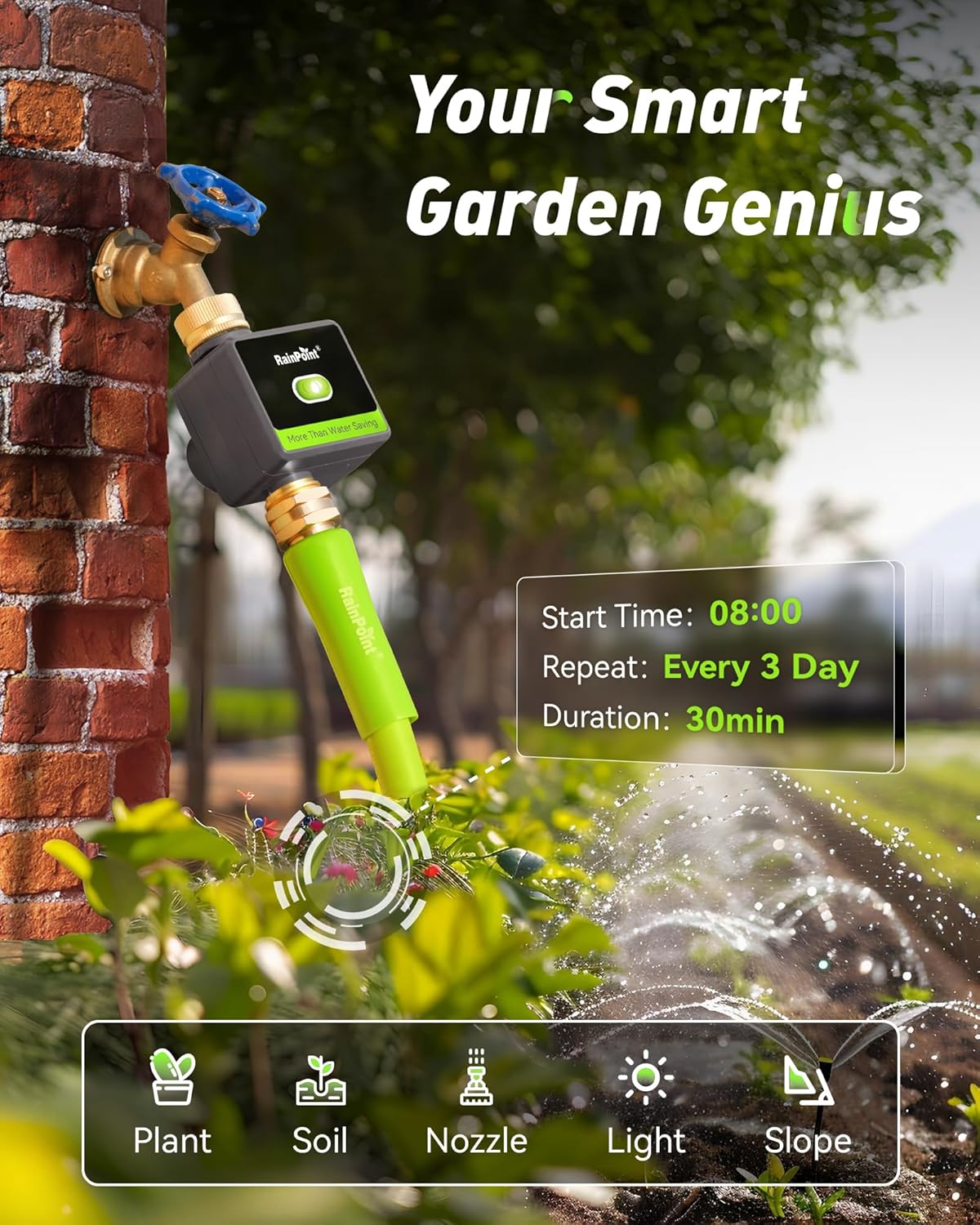 WiFi Water Hose Timer with Brass Inlet&Outlet, Smart Sprinkler Timer for Watering with Gateway, WiFi Watering System for Garden, Automatic Irrigation System for Lawns and Yard