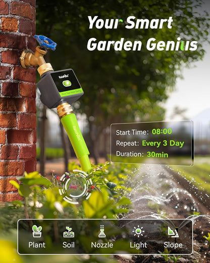 WiFi Water Hose Timer with Brass Inlet&Outlet, Smart Sprinkler Timer for Watering with Gateway, WiFi Watering System for Garden, Automatic Irrigation System for Lawns and Yard