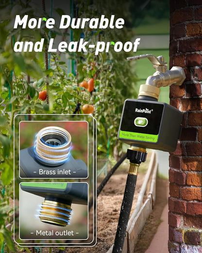 WiFi Water Hose Timer with Brass Inlet&Outlet, Smart Sprinkler Timer for Watering with Gateway, WiFi Watering System for Garden, Automatic Irrigation System for Lawns and Yard