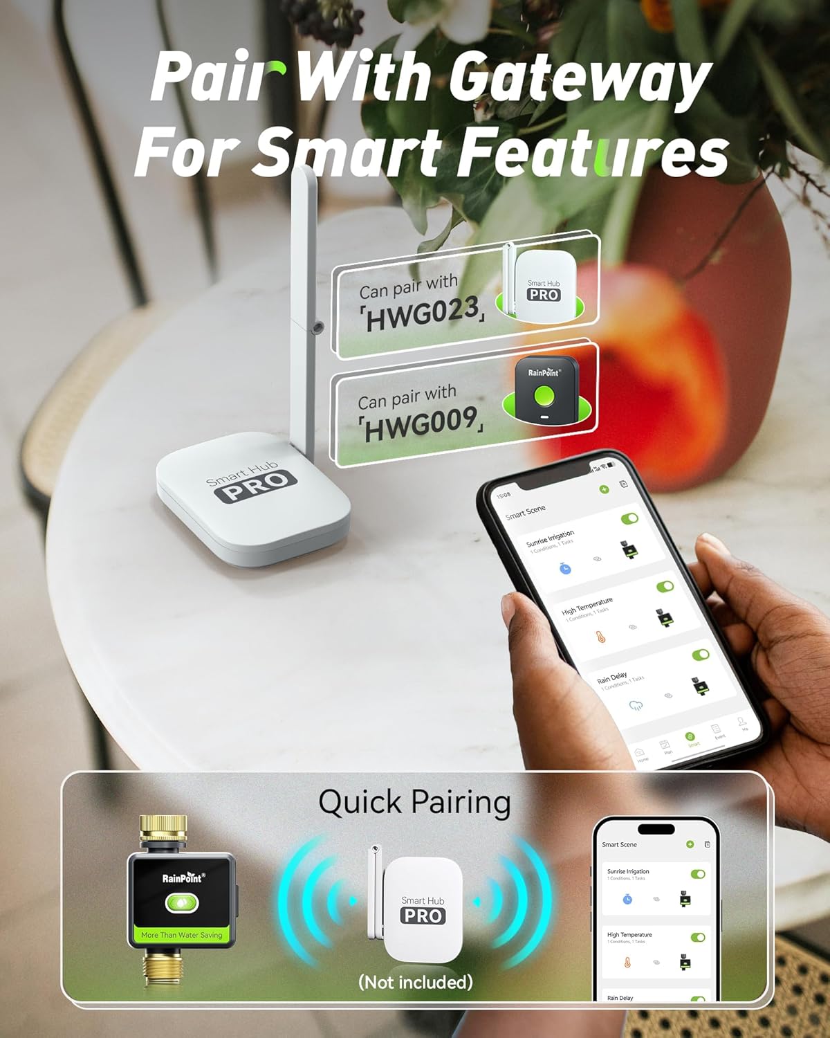 WiFi Water Hose Timer with Brass Inlet&Outlet, Smart Sprinkler Timer for Watering with Gateway, WiFi Watering System for Garden, Automatic Irrigation System for Lawns and Yard