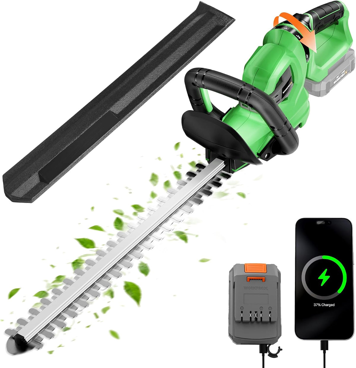 WORKPROX 20V Cordless Hedge Trimmer with Battery, 18'' Dual-Action Blade