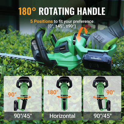 WORKPROX 20V Cordless Hedge Trimmer with Battery, 18'' Dual-Action Blade