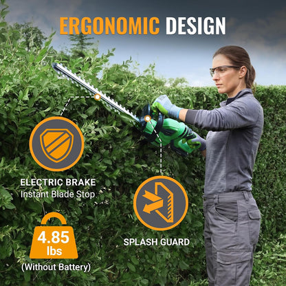 WORKPROX 20V Cordless Hedge Trimmer with Battery, 18'' Dual-Action Blade