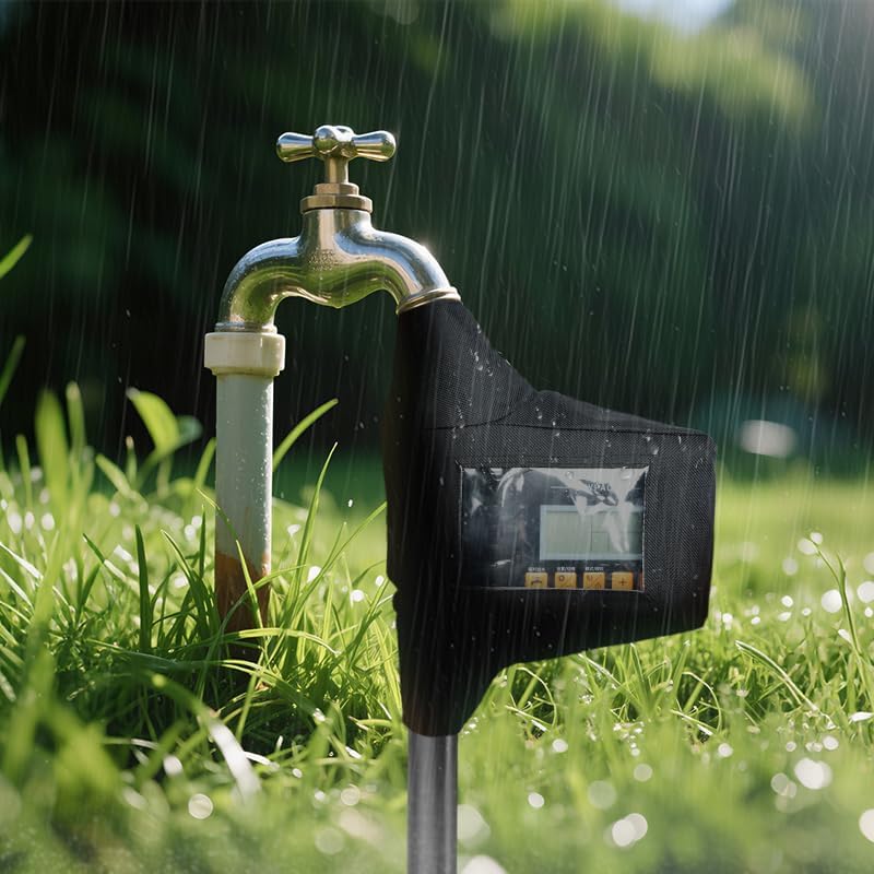 Hose Watering Timer Cover,Heavy Duty 600D Sprinkler Timer Cover for One Outlet Single-Dial Hose Faucet Timer,with Clear Front Window (1PICK)