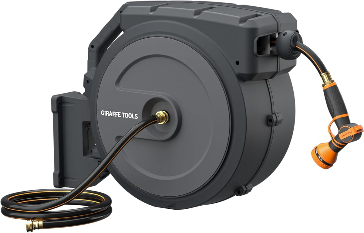 Retractable Garden Hose Reel 5/8" 90FT Auto Rewind Wall Mount