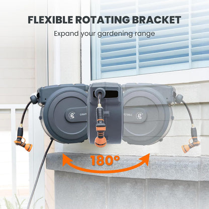 Retractable Garden Hose Reel 5/8" 90FT Auto Rewind Wall Mount