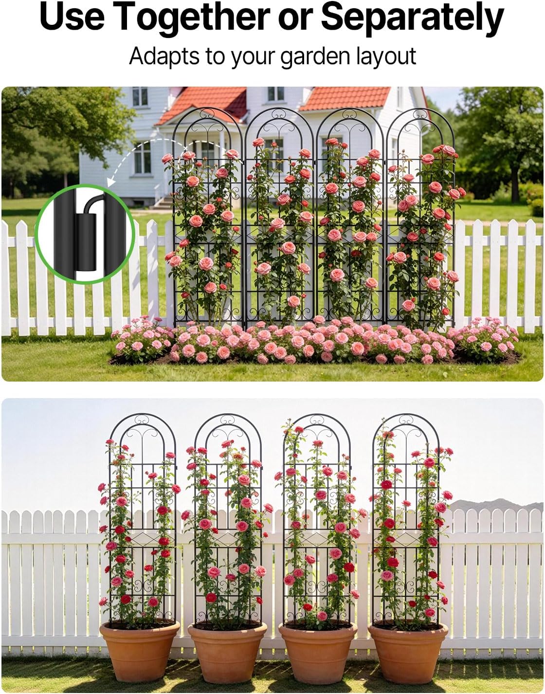 Garden Trellis for Climbing Plants Outdoor, 71” H x 20” W, 4 Pack